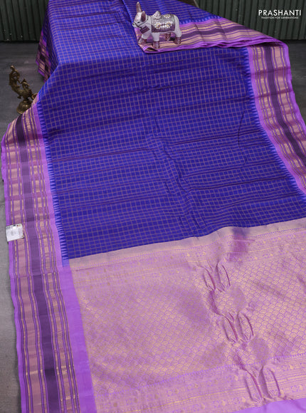 Blue & Lavender Gadwal Silk - Checks