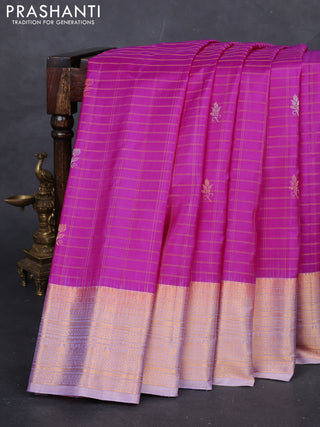 Pink & Lavender Gadwal Silk - Checks