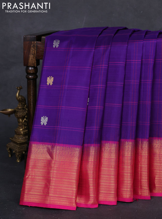 Violet & Pink Gadwal Silk - Checks