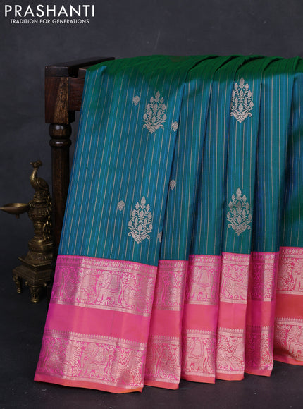 Green & Pink Gadwal Silk Saree