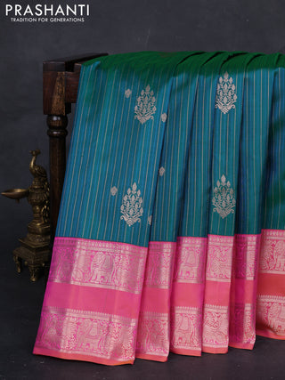 Green & Pink Gadwal Silk Saree