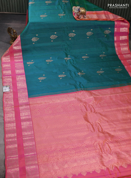 Green & Pink Gadwal Silk Saree