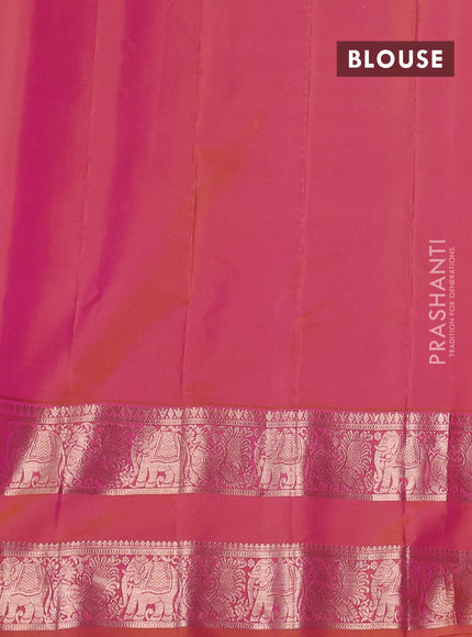 Green & Pink Gadwal Silk Saree