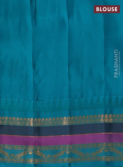 Pink & Peacock Green Gadwal Silk -Checks