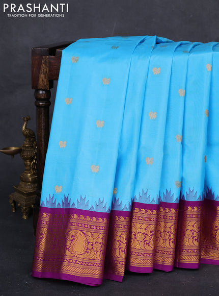 Cs Blue & Purple Gadwal Silk - Buttas