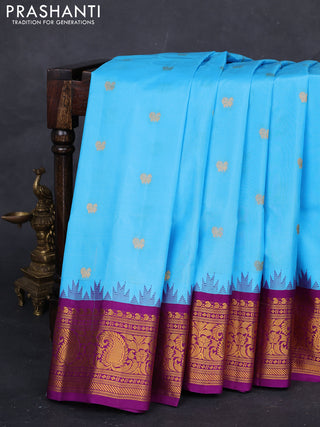 Cs Blue & Purple Gadwal Silk - Buttas