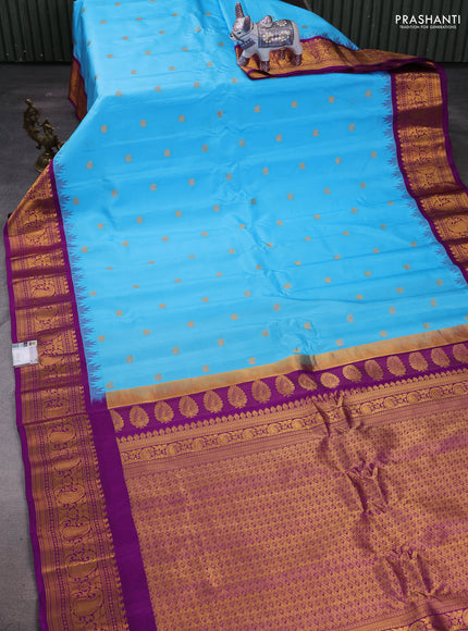 Cs Blue & Purple Gadwal Silk - Buttas