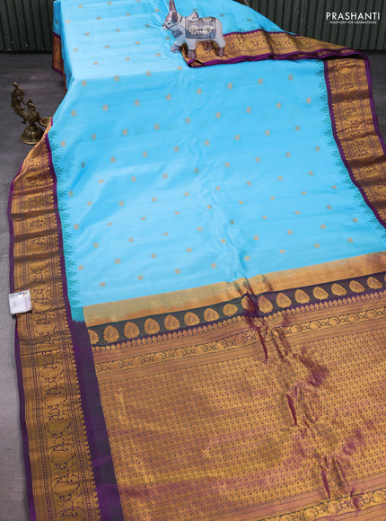 Cs Blue & Purple Gadwal Silk - Buttas