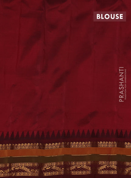 Beige & Maroon Gadwal Silk - Checks