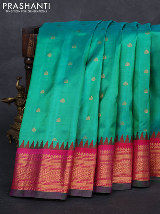 Green & Pink Gadwal Silk - Buttas