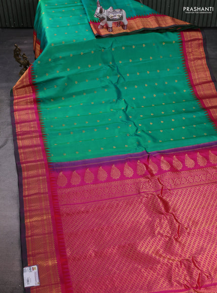 Green & Pink Gadwal Silk - Buttas