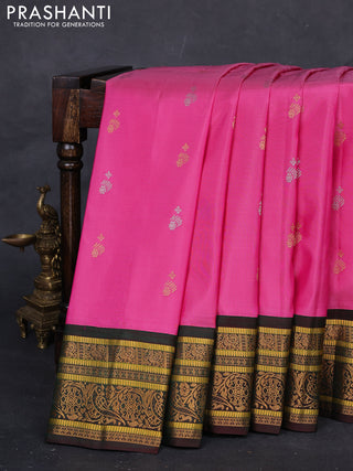 Pink & Green Gadwal Silk - Buttas