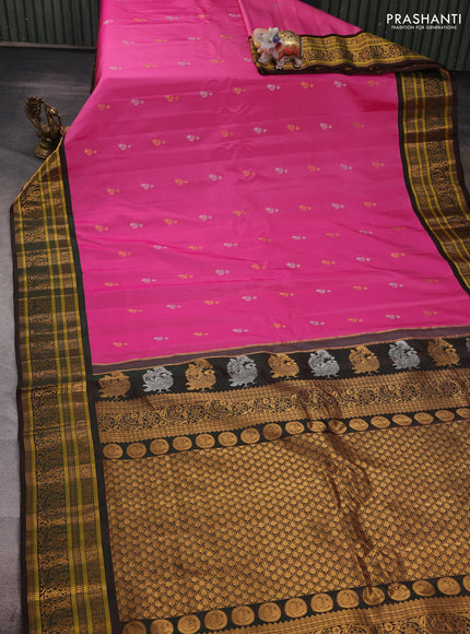 Pink & Green Gadwal Silk - Buttas