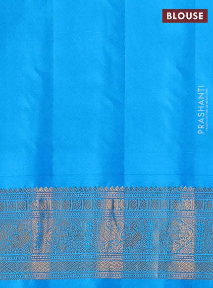 Maroon & Cs Blue Gadwal Silk - Checks