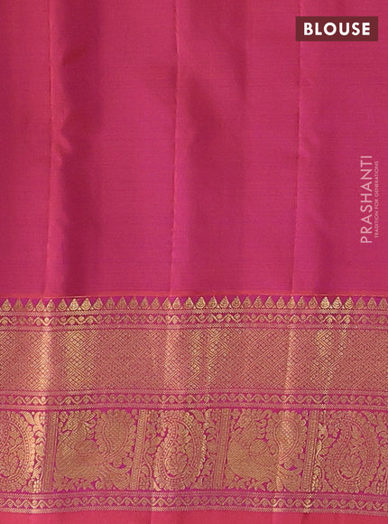 Teal Blue & Pink Gadwal Silk - Buttas
