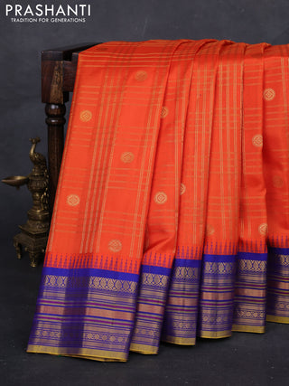 Rust & Blue Gadwal Silk - Checks