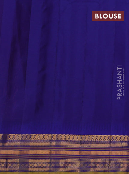Rust & Blue Gadwal Silk - Checks