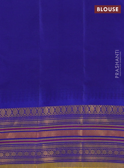 Mustard Yellow & Blue Gadwal Silk - Checks