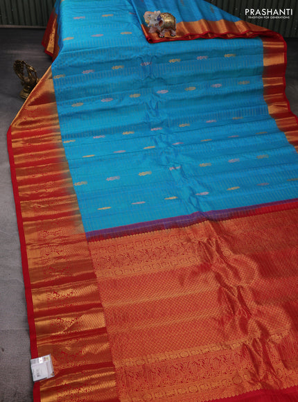 Cs Blue & Red Gadwal Silk - Checks