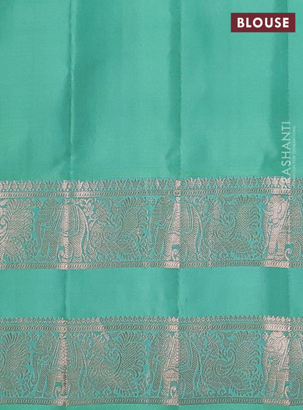 Grey & Teal Green Gadwal Silk Saree