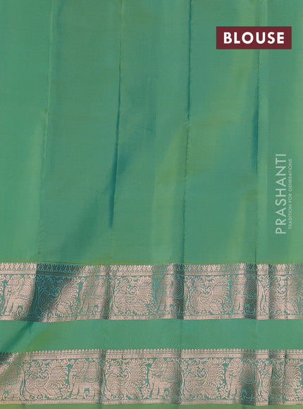 Blue & Teal Green Gadwal Silk Saree