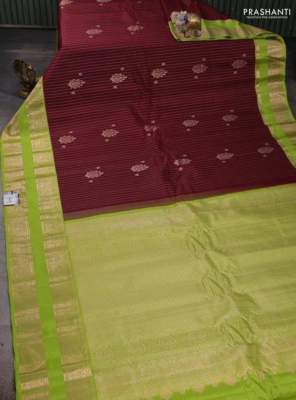 Maroon & Lime Green Gadwal Silk Saree