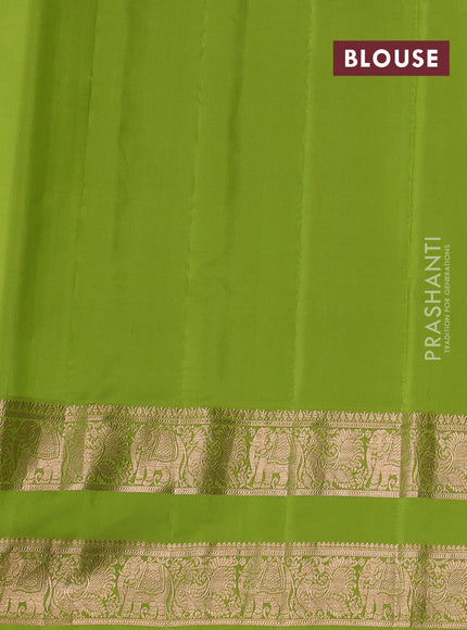 Maroon & Lime Green Gadwal Silk Saree