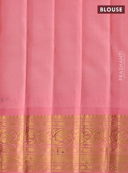 Blue & Peach Pink Gadwal Silk - Buttas
