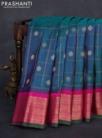 Green & Pink Gadwal Silk - Checks