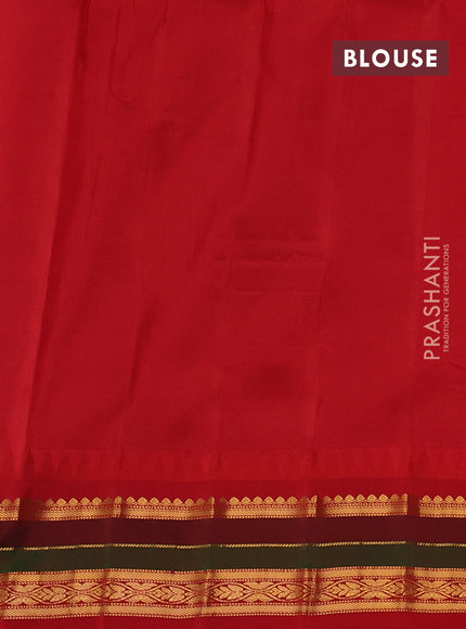 Black & Red Gadwal Silk - Checks