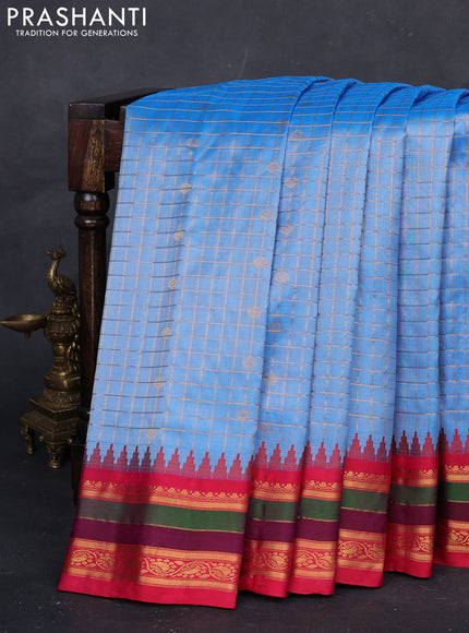 Cs Blue & Pink Gadwal Silk- Buttas