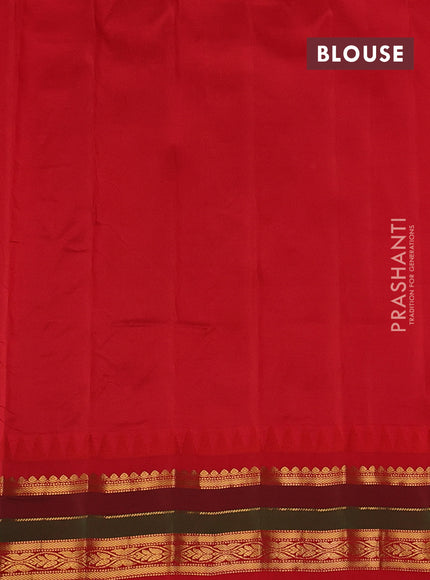 Beige & Red Gadwal Silk - Checks