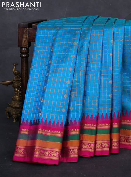 Cs Blue & Pink Gadwal Silk - Checks