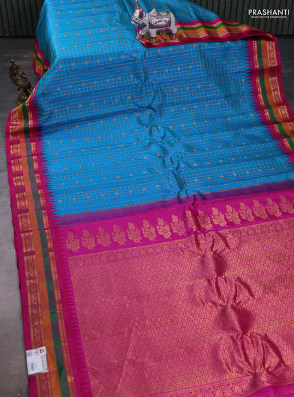 Cs Blue & Pink Gadwal Silk - Checks