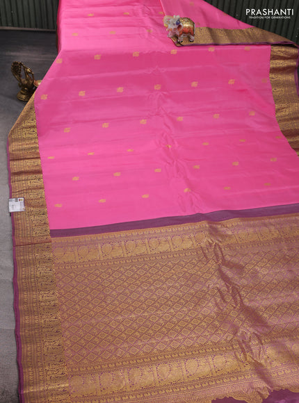 Pink & Mauve Pink Gadwal Silk - Buttas