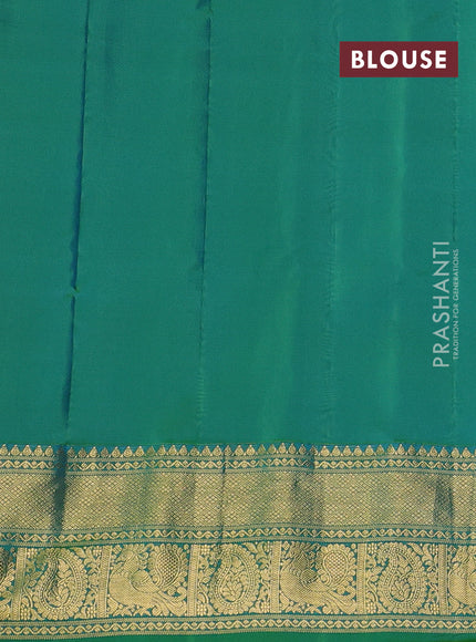 Magenta Pink & Teal Blue Gadwal Silk - Buttas