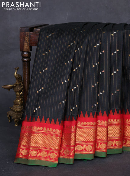 Black & Red Gadwal Silk Saree