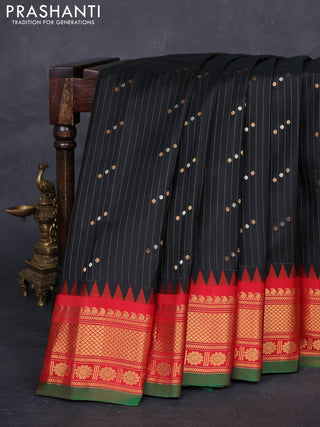 Black & Red Gadwal Silk Saree