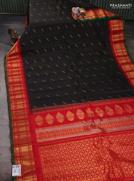 Black & Red Gadwal Silk Saree