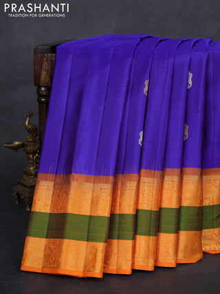 Blue & Orange Gadwal Silk - Buttas