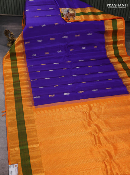 Blue & Orange Gadwal Silk - Buttas