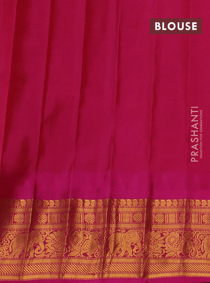 Teal Green & Pink Gadwal Silk - Buttas