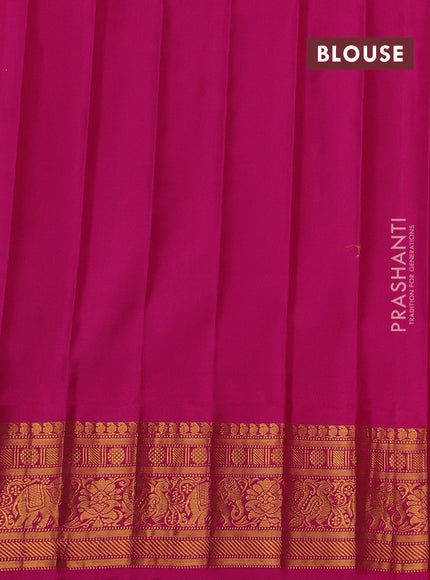 Teal Green & Pink Gadwal Silk - Buttas