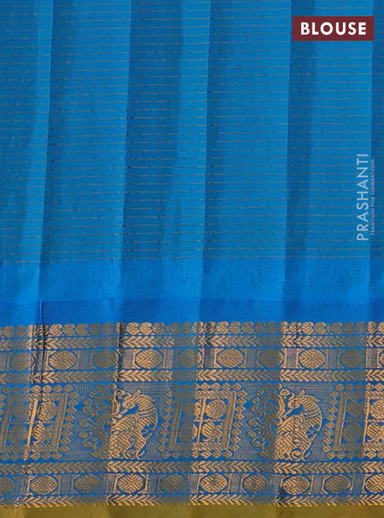 Mauve Pink & Teal Blue Gadwal Silk - Checks