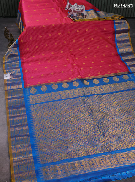 Pink & Cs Blue Gadwal Silk - Checks