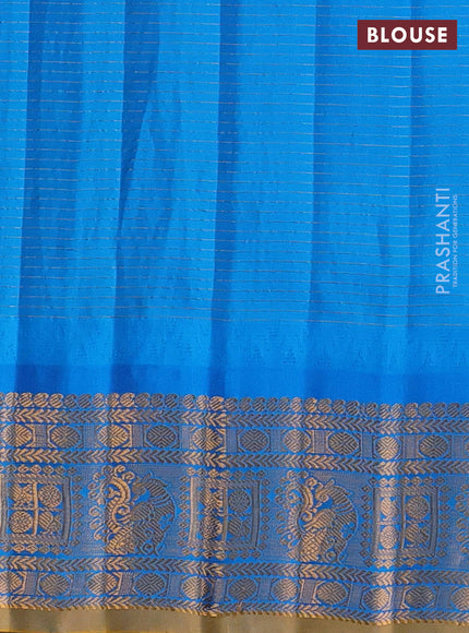 Elaichi Green & Cs Blue Gadwal Silk - Checks