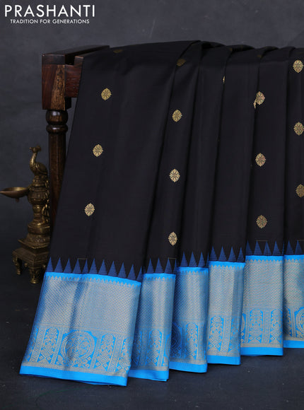 Black & Cs Blue Gadwal Silk - Checks