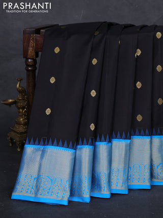 Black & Cs Blue Gadwal Silk - Checks