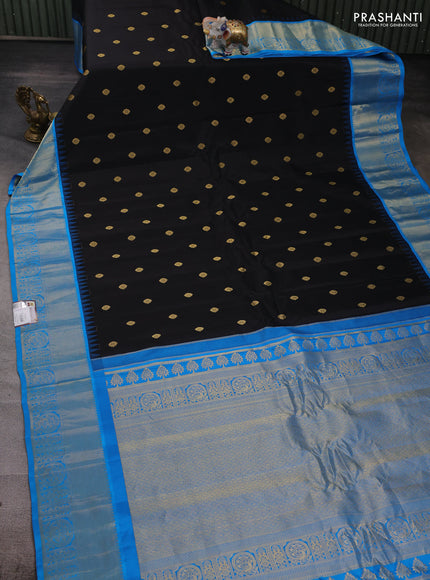 Black & Cs Blue Gadwal Silk - Checks