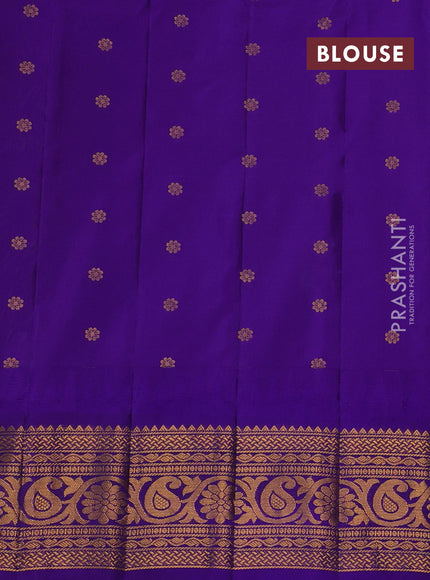 Lime Green & Violet Gadwal Silk - Buttas